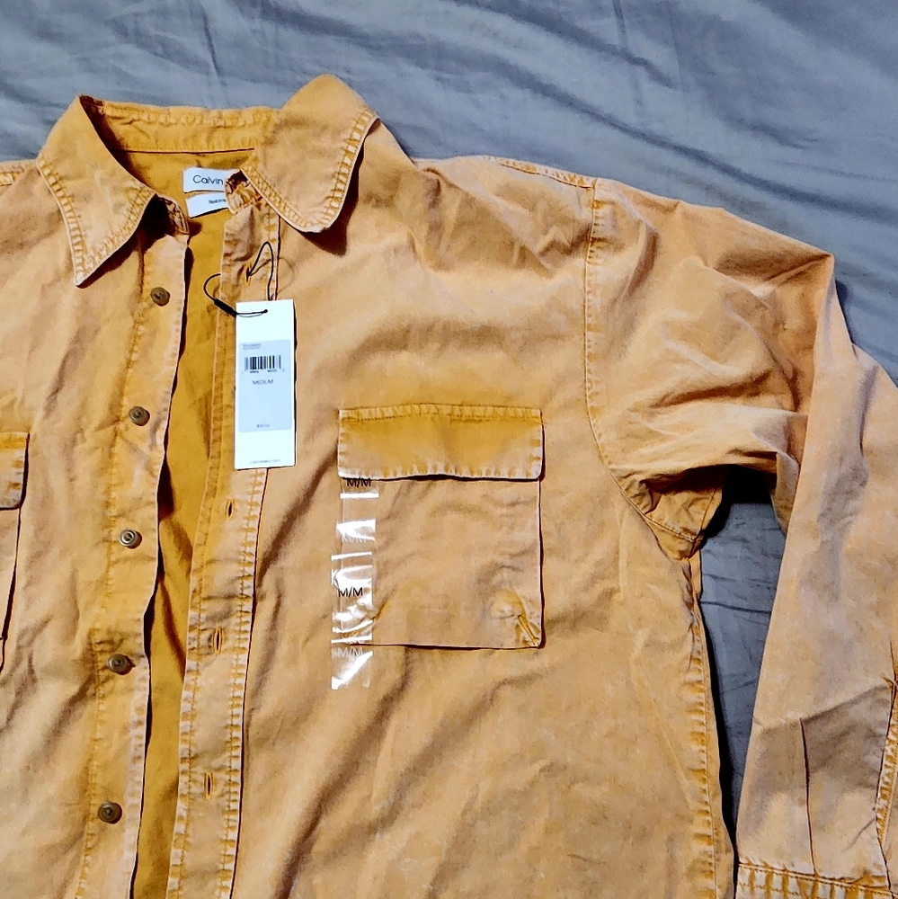 Calvin Klein relaxed fit faded orange button down